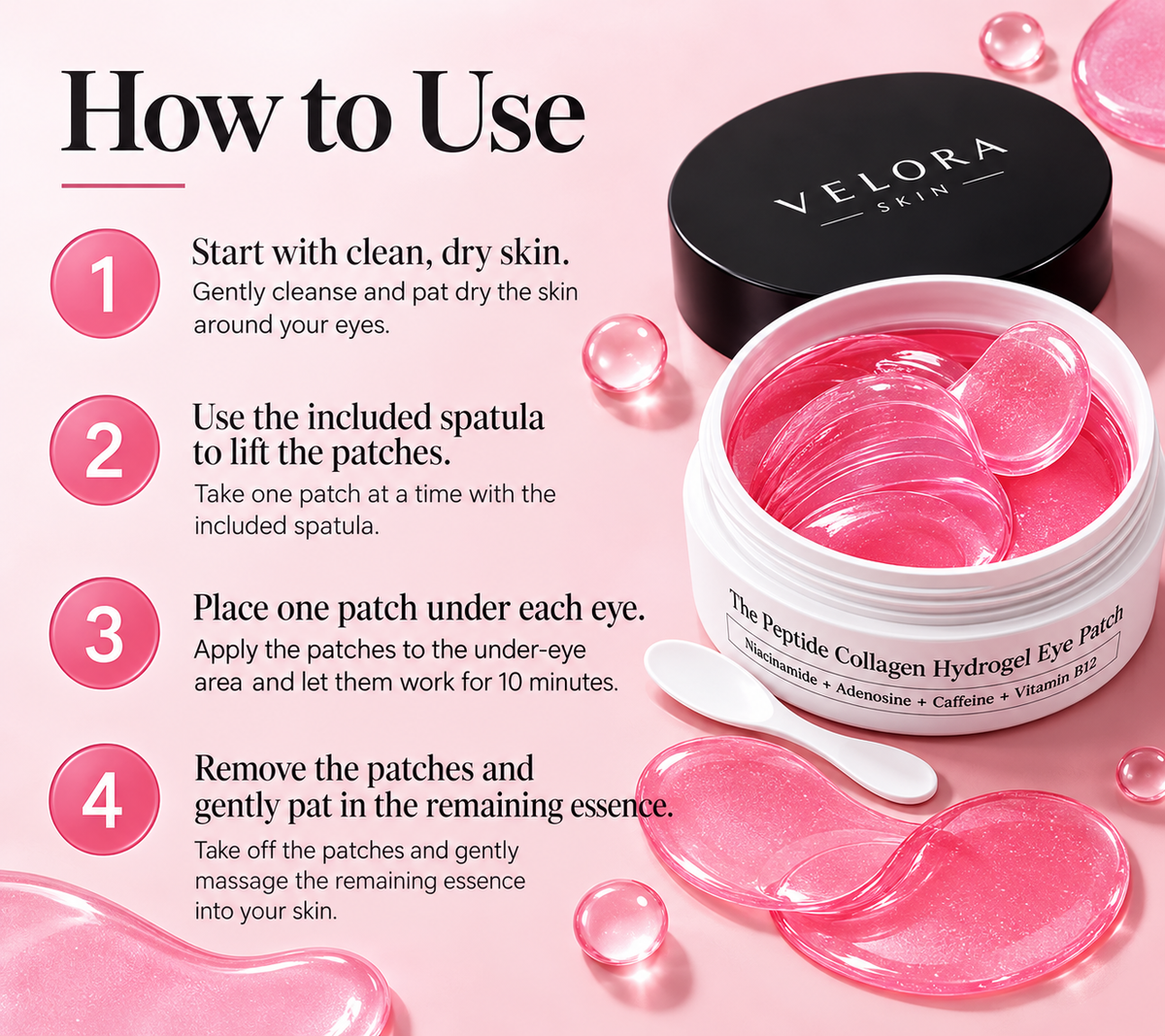 VELORA Peptide Collagen Hydrogel Eye Patches